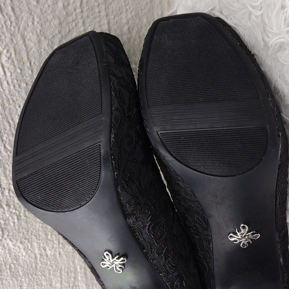 SimplyVera Vera Wang Black Fabric Square Peep Toe Slip-On Platform Stiletto Heel - Picture 8 of 16